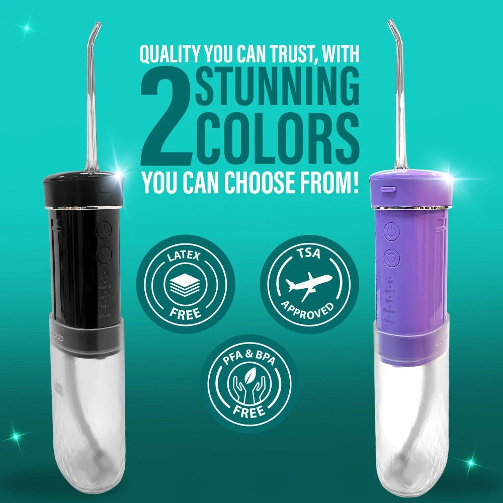 Compact Water Flosser Portable Travel Oral Irrigator – Collapsible 290ml Tank, 4 Flossing Modes, 1800 Pulses/Min, Smart Timer, TSA-Approved, BPA-Free, 30-Day Battery – Lavender