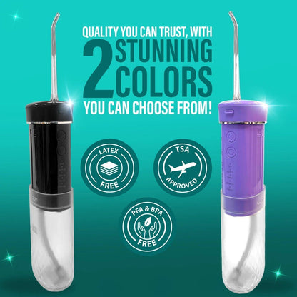 Compact Water Flosser Portable Travel Oral Irrigator – Collapsible 290ml Tank, 4 Flossing Modes, 1800 Pulses/Min, Smart Timer, TSA-Approved, BPA-Free, 30-Day Battery – Lavender