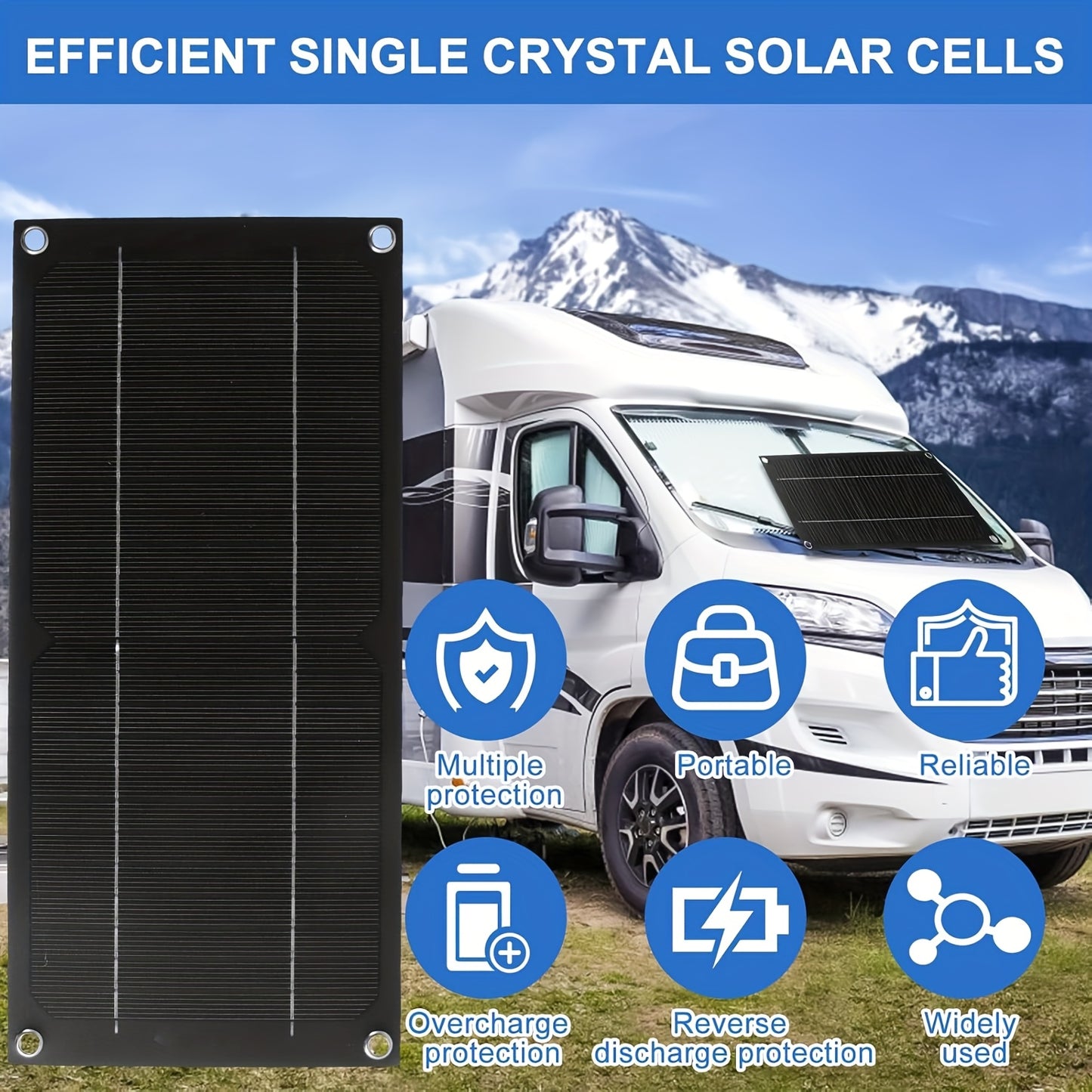 Fast Charging Solar Panel Kit, 100W 200W Monocrystalline Solar Panel with 100A PWM Controller, Portable for RV Camping Outdoor Adventure, Car Boat Battery Charger, Without Battery