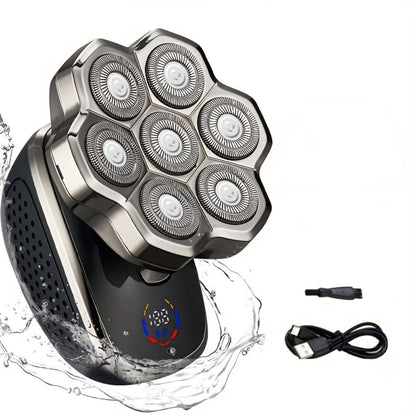 Men's Electric Rotary Shaver 7D 9D with LED Display — Titanium Blades, Wet & Dry, USB-C Fast Charging, Head Shaver & Bald Barber Tool, Father's Day Gift for Men