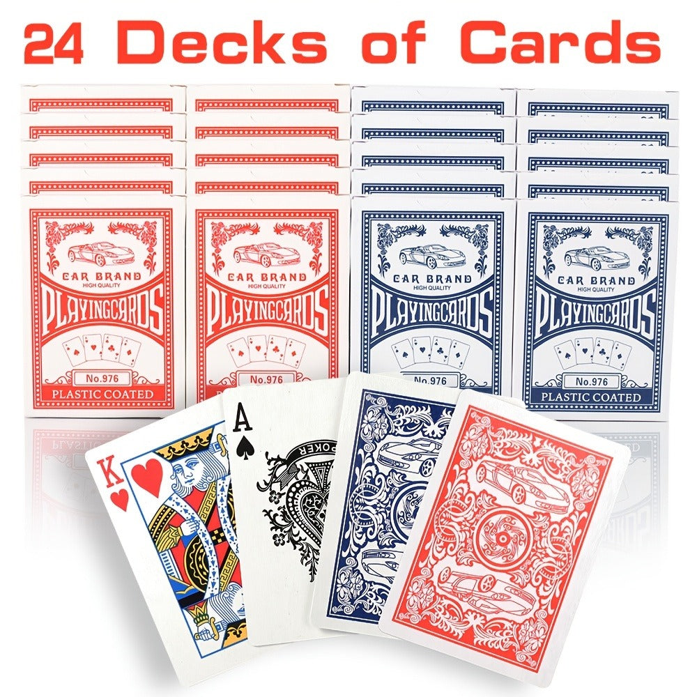 Premium Playing Cards Bulk Pack 6/12/24 Decks – Standard Index 2.5x3.5 Inch Durable Coated Cardstock, Blue & Red Decks for Poker Euchre Canasta Family Game Night Parties & Gifts