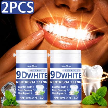 Hydroxyapatite Tooth Powder 2-Pack Remineralizing Fluoride-Free Deep Cleaning Whitening Mint Toothpowder for Sensitive Teeth Enamel Repair Daily Oral Care Gift