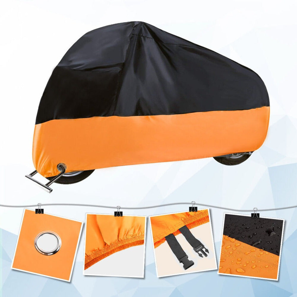 190T-3XL Motorcycle Cover - UV Protection, Waterproof, Tear-Resistant Fabric with Safety Features Including Lock Holes - Ideal for Outdoor Storage And Protection