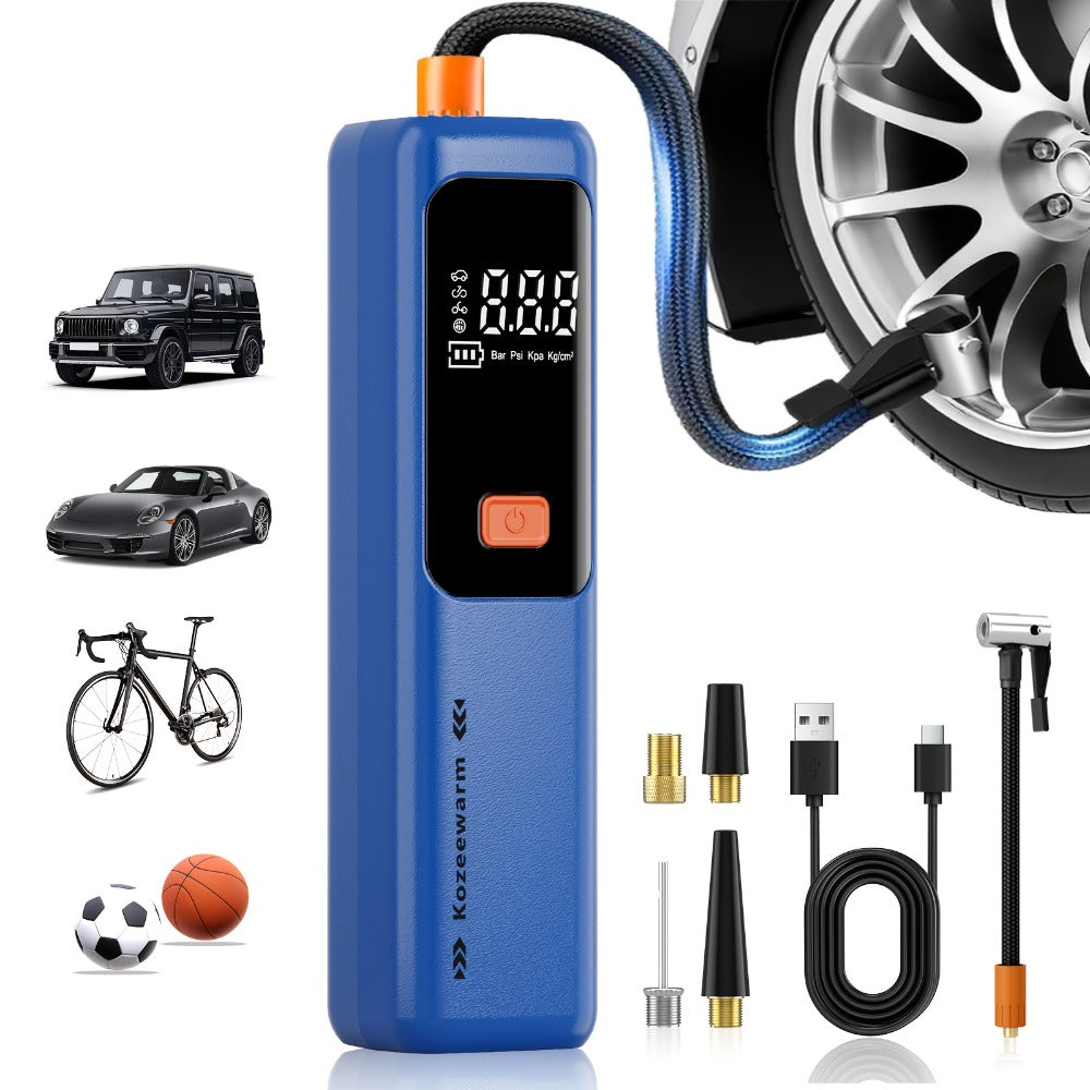 Cordless Tire Inflator Portable Air Compressor – USB-C Rechargeable, Digital Gauge, 3X Fast Inflation for Car Tires, Bikes, Motorcycles & Sports Balls