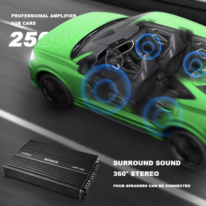 BOMGE 4-Channel Car Amplifier 2500W Max Power for Subwoofers & Speakers Full Range Class AB Vehicle Audio Amp AMP-228 AMP-268-A AMP-268-C for Car Truck SUV Sound System Upgrade