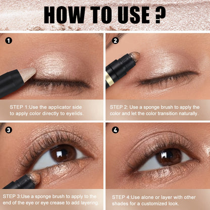 Shimmer Glitter Eyeshadow Stick Set 6 Pcs Dual-Tipped Eye Pencil with Blending Brush Creamy Pigmented Eye Contouring Highlighting Kit Multicolor Shades for Women Beginner Pro Gift
