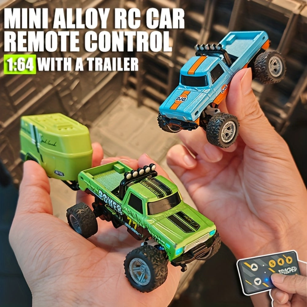 1:64 Scale Mini RC Car Alloy Off-Road Truck with Shock Absorbers – Pocket-Sized Remote Control Car for Boys Ages 6 7 8 9 10, Birthday Christmas Halloween Gift (Gray/Teal/Blue/Mixed)