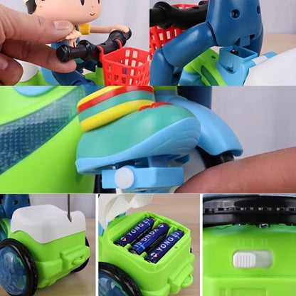 Kids Electric Tricycle Toy Motorcycle with 360° Rotation & Luminous Lights – Push & Power Dual-Mode Stunt Vehicle for Toddlers Boys Girls, Birthday Christmas Gift (Multiple Colors)