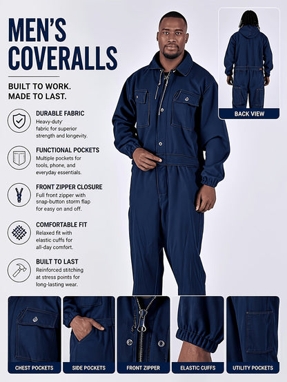 Unisex Work Coveralls - Multi-Pocket Utility Design