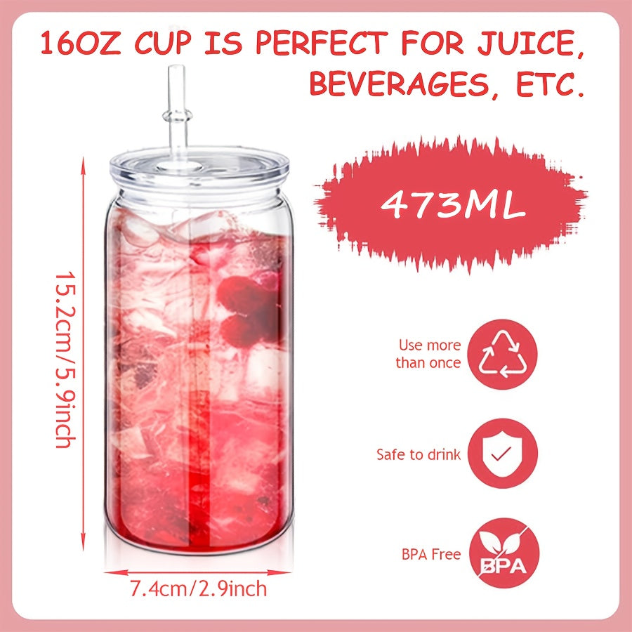 16oz Plastic Cups with Lids and Straws Bulk 25pcs Set Clear Flat Bottom Tumbler Single or Double Wall for Iced Coffee Boba Water Juice Party Favors Christmas Gifts
