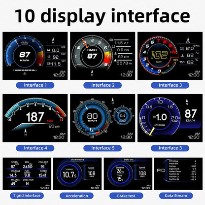 Car HUD Head-Up Display – OBD2 & GPS Dual System Digital Speedometer, Speed / Water Temp / Voltage / RPM Display, Universal Heads-Up Display for Most Vehicles