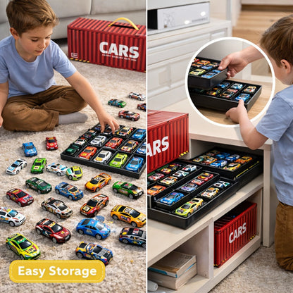 48-Piece Parking Lot Playset for Kids – 4-Level Car Garage with Friction Powered Mini Cars, Ramp & Track, Toddler Boys Vehicle Toy Birthday Gift Ages 3 4 5 6