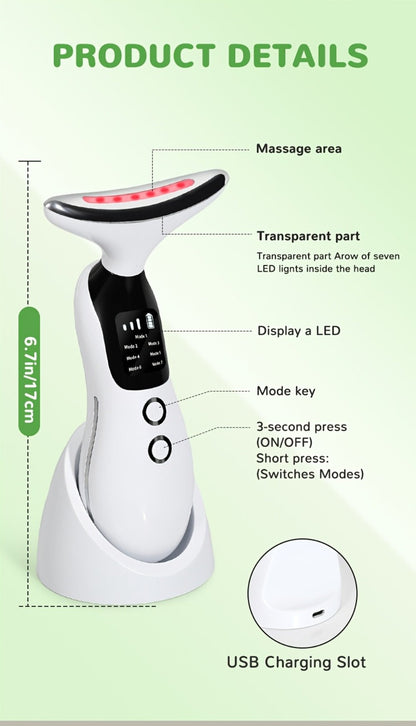 7-in-1 Neck Beauty Device with Base – Multi-Functional Skincare Tool, USB Rechargeable, Anti-Aging Neck Firming & Lifting, Mother's Day Gift for Women
