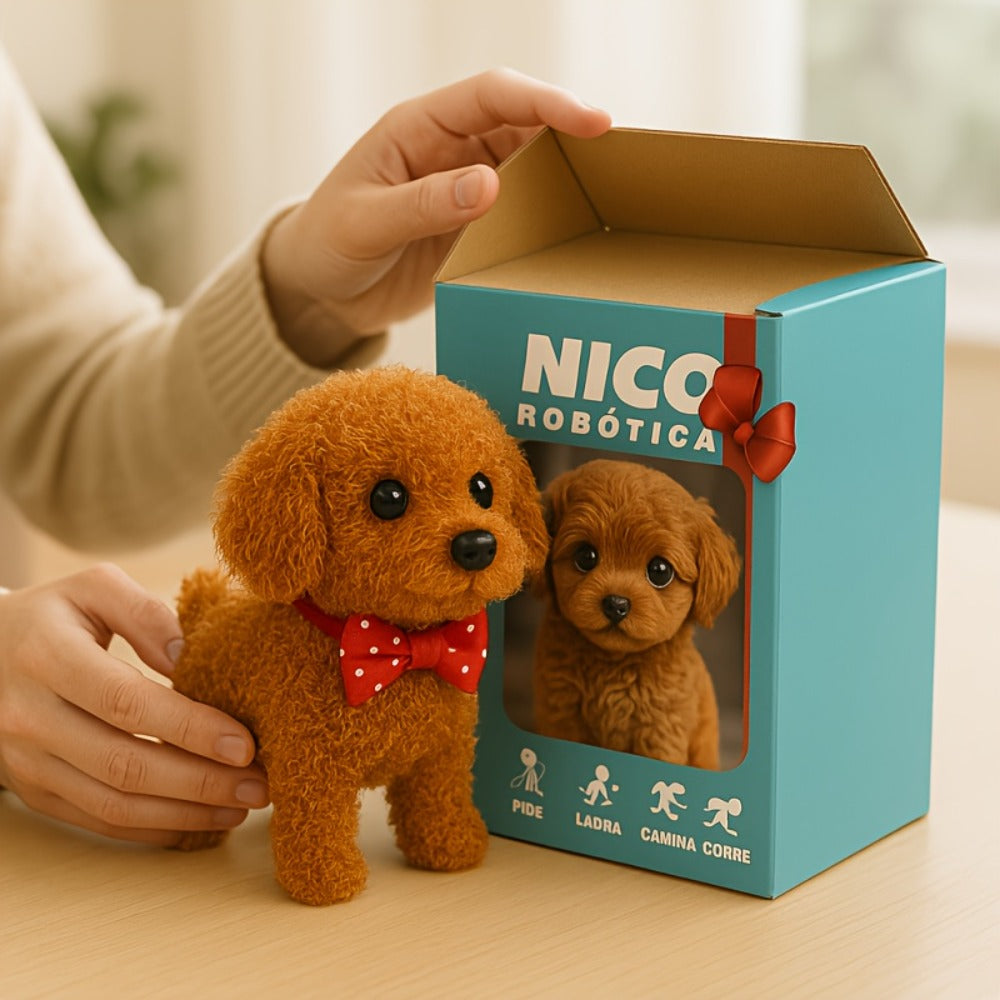 Electronic Plush Puppy Toy Walks Barks Wags Tail – Realistic Robotic Teddy Poodle Dog Stuffed Animal with Gift Box for Kids Toddlers, Interactive Pet Toy Birthday Christmas Gift for Boys Girls Ages 3+