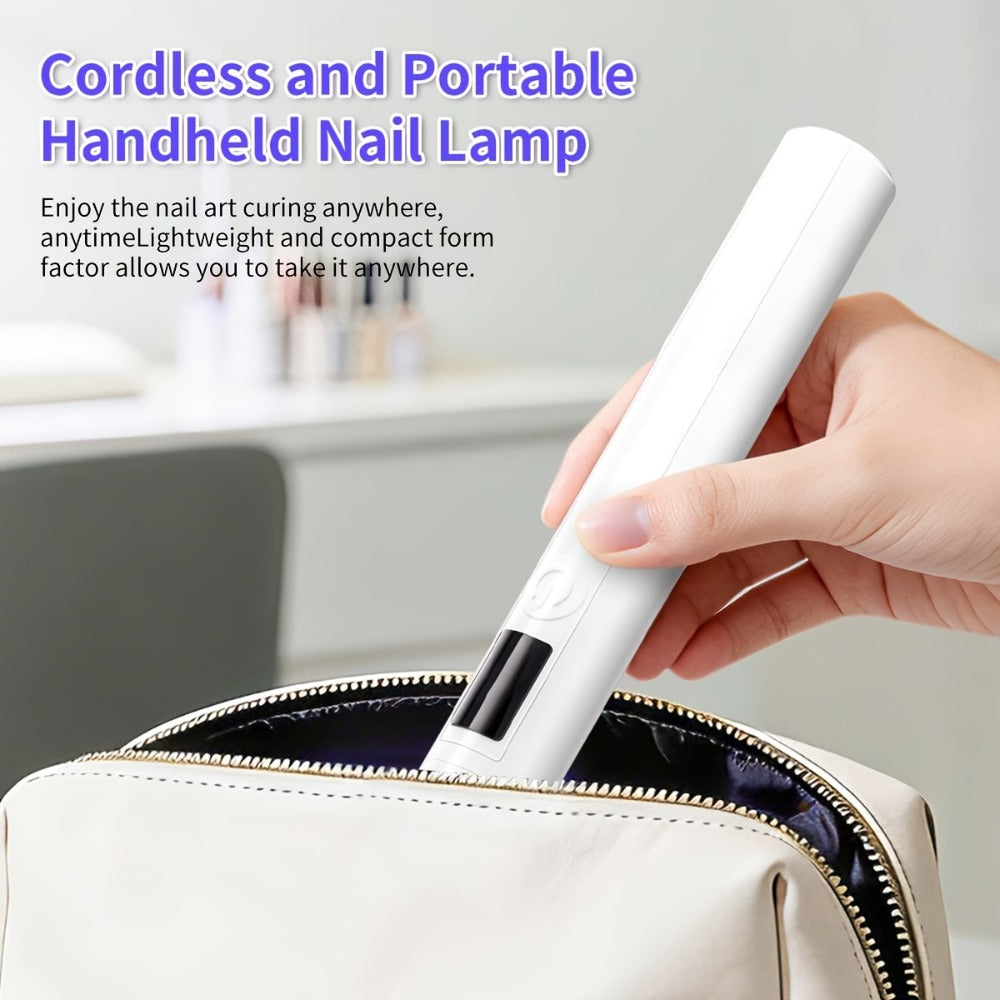 French Manicure Nail Stamper LED Lamp Kit — 4-Head Portable Rechargeable DIY Nail Art Tool with Nail Sticker Decor, One-Step Press-On French Tip Nail Light for Beginners Home & Travel, Gift for Women