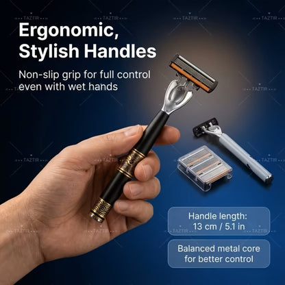Shaving Kit for Men – 2 Handles & 72 Replacement Blades, Six-Layer Blade System Luxury Razor Set for Beard & Mustache Grooming, Ergonomic Design, Perfect Christmas & Valentine's Day Gift