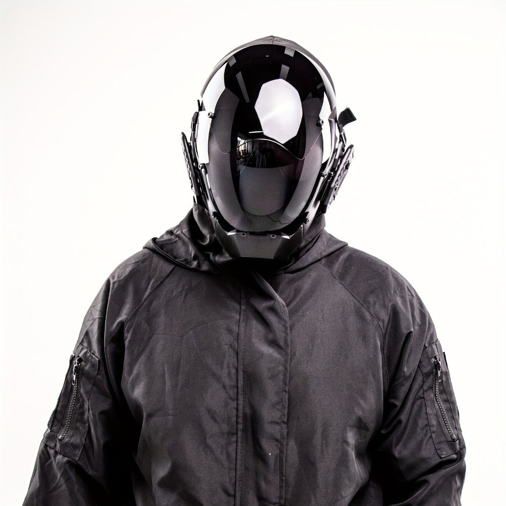Mechanical Cyberpunk Mask Black – Futuristic Sci-Fi Half Face Costume Prop for Halloween Cosplay, Rave Bar Club Party, Stage Performance & Photography, Cool Gift for Adults Men Women