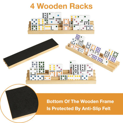 Mexican Train Dominoes Double 12 Set – 91 Colorful Tiles, 9 Metal Trains & 4 Wooden Racks, Complete Strategy Board Game with EVA Travel Case for Family Game Night, Adults & Kids, Classic Christmas & Holiday Gift