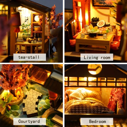 DIY Miniature Dollhouse Kit Sakura Garden Japanese Style – Wooden Tiny House with Tatami Flooring & Furniture, Handmade Creative Build for Adults Teens & Kids, Collector Display Gift Birthday Christmas