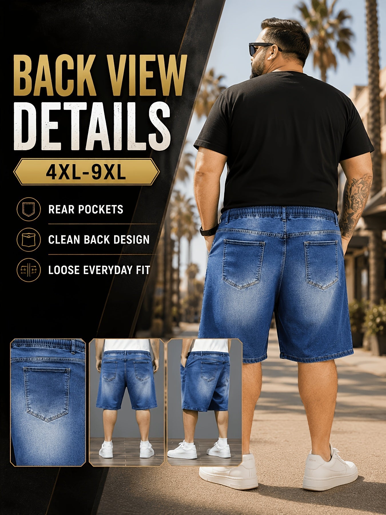 Men's Denim Shorts - Elastic Waist