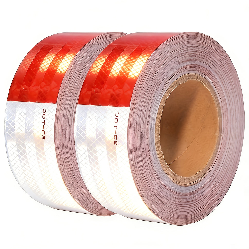 [Multi-volume Series]DOT-C2 Reflective Tape 2" X 60ft | Red & White, Ultra-Bright 360° Safety Marking for Trucks, Trailers, Vans & Construction Signs All-Weather Strong Roll