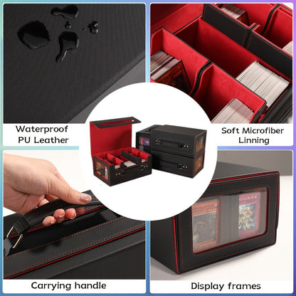 5-in-1 Card Storage Box 400+ Cards – Detachable Sports Card Organizer Display Case for Pokemon MTG Baseball Football TCG Trading Cards, Collector Gift, 4 Colors