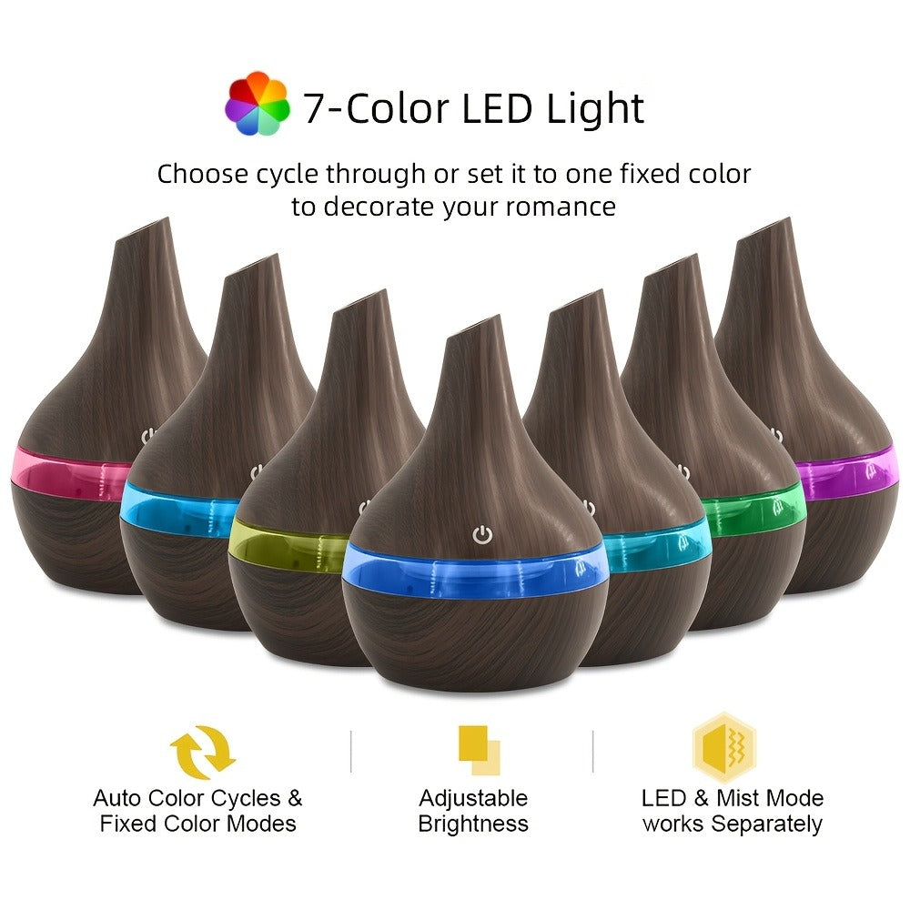2-Pack Cool Mist Humidifier & Aromatherapy Essential Oil Diffuser – Includes 16 Essential Oils & 7-Color Lights, 10.14oz Home Diffuser Set for Bedroom, Living Room & Office, Black