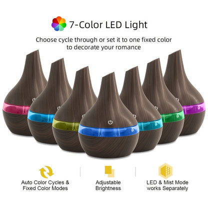 2-Pack Cool Mist Humidifier & Aromatherapy Essential Oil Diffuser – Includes 16 Essential Oils & 7-Color Lights, 10.14oz Home Diffuser Set for Bedroom, Living Room & Office, Black