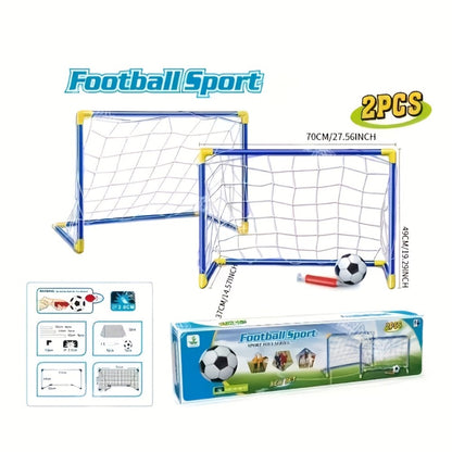 Kids Youth Football Goal Set – 2pcs Portable Easy-Assemble Soccer Goals for Indoor & Outdoor Play | Family Entertainment & Sports Training Gift for Boys and Girls
