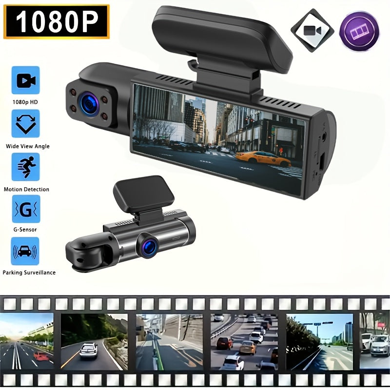 1080P Dual Camera Dash Cam for Cars with IR Night Vision, Loop Recording, And Wide Angle Lens-3.16 Inch IPS Screen, with 32GB SD Card Optional. Car