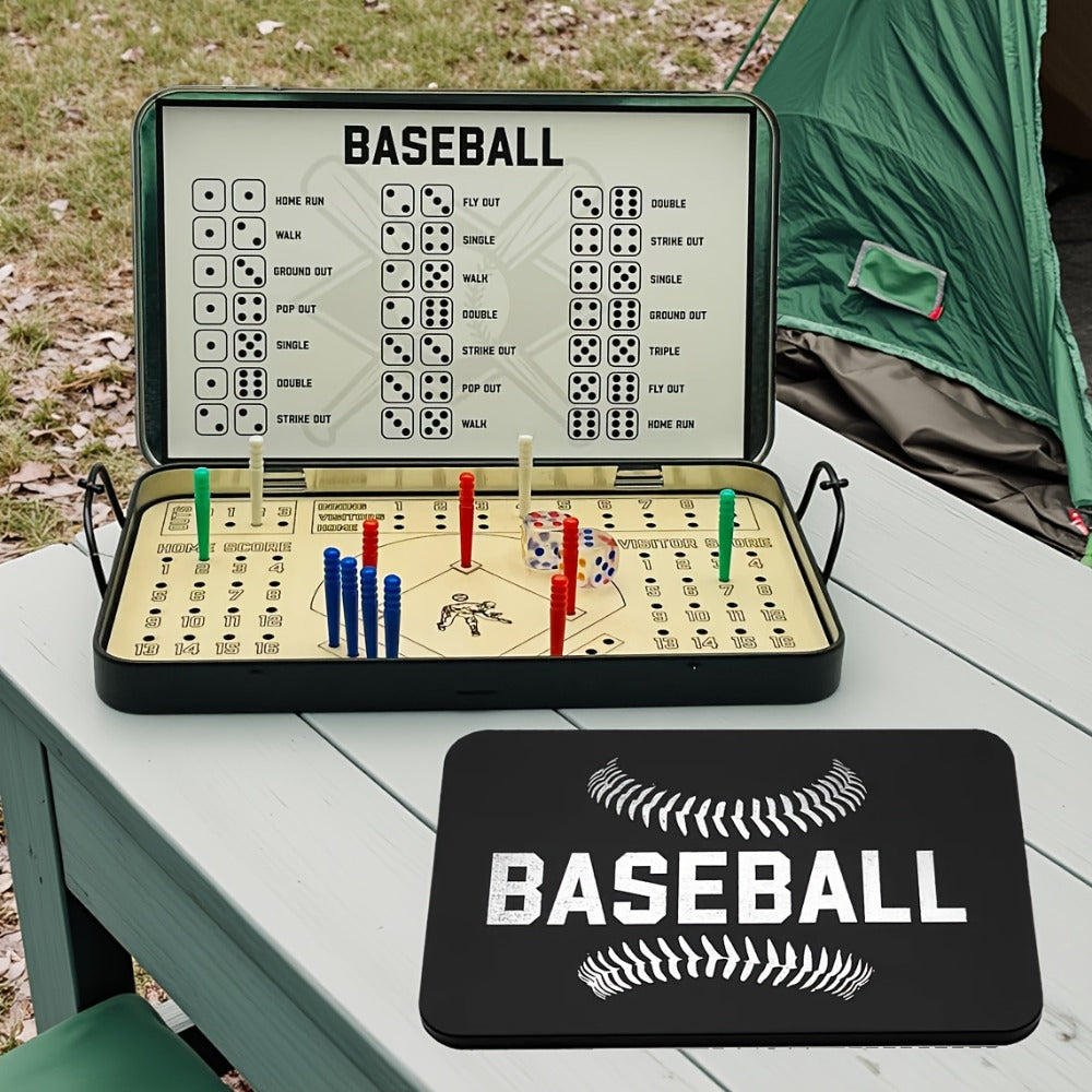 Sports Travel Board Game Set – Portable Wooden Baseball Softball Football Finger Dice Tabletop Game for Family Game Night, Parties & Kids Adults