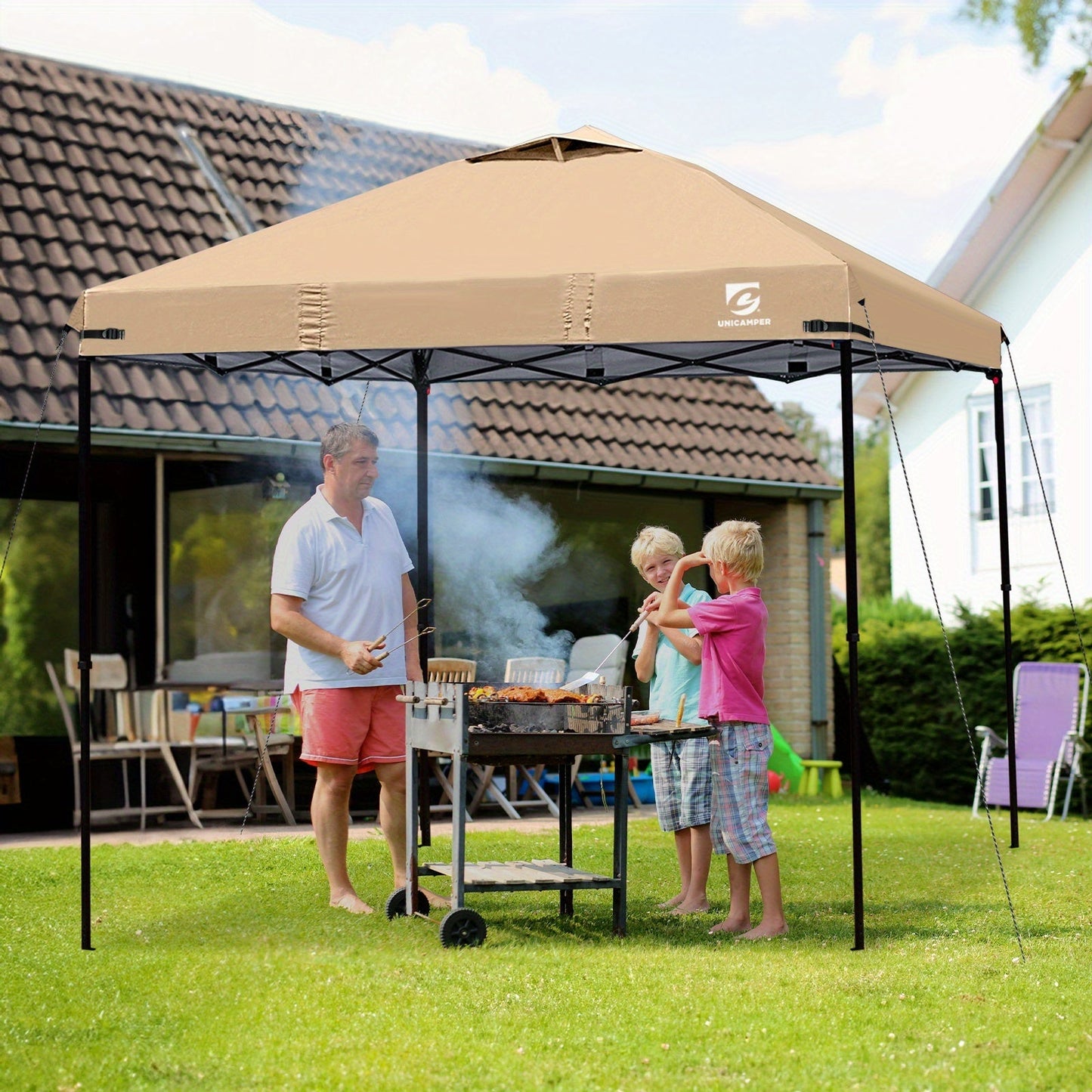 10x10 Canopy Replacement Top Cover for Straight Leg Tents – Ventilation Ports, Instant Shade, 11 Color Options – Waterproof Pop-Up Canopy Top for Camping, Outdoor Events & Backyard (Top Cover Only)