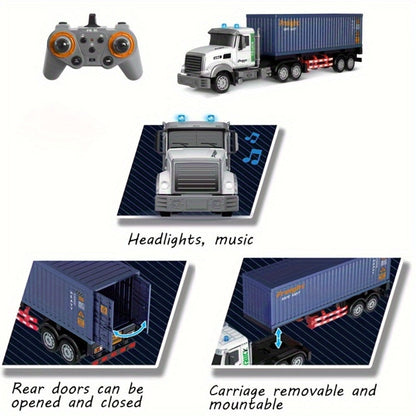 RC Container Semi Truck 1:24 Scale 23.6-Inch Extra Large | 2.4G 100ft Range, Load Cargo, USB Rechargeable | Remote Control Truck Toy for Kids Boys Girls Ages 6+