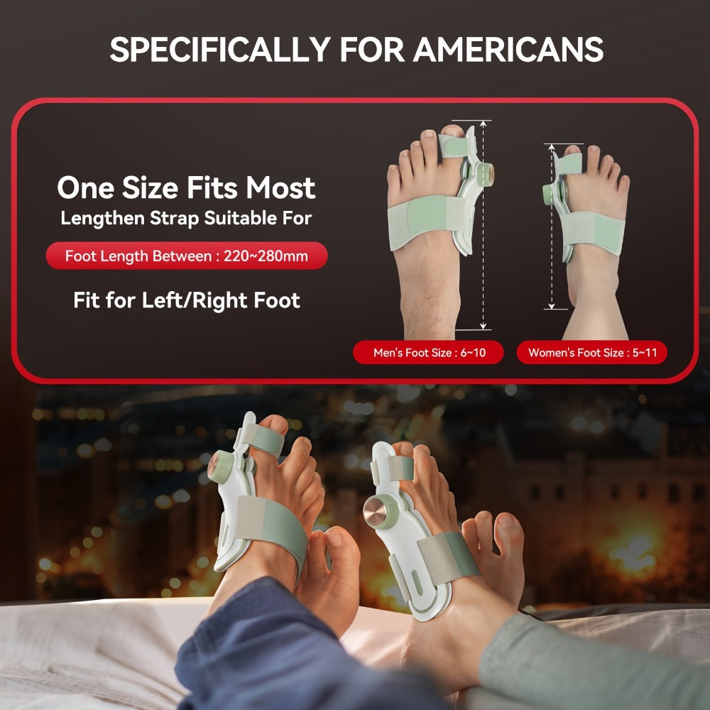 Bunion Corrector Splint with Double Correction – Stepless Adjustable Knob, 3-Angle Fixing Plate, Fits Left & Right Foot for Men & Women