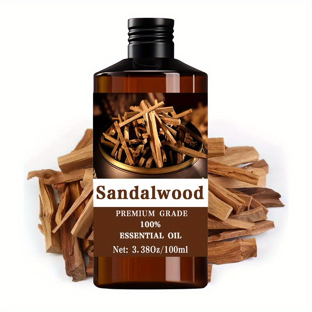 Sandalwood Essential Oil 100ml 3.38oz – 100% Pure Natural Therapeutic Grade Aromatherapy Oil for Skin Care, Hair Growth, Nail & Cuticle, Body Massage, Diffuser & Meditation, Wellness Gift for Women Men