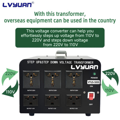 Heavy-Duty Voltage Converter Transformer 800W Continuous 5000W Peak - Step Up Step Down 110V to 220V, Aluminum Alloy Housing, Overload Indicator, Safety Protection, Black & White Options