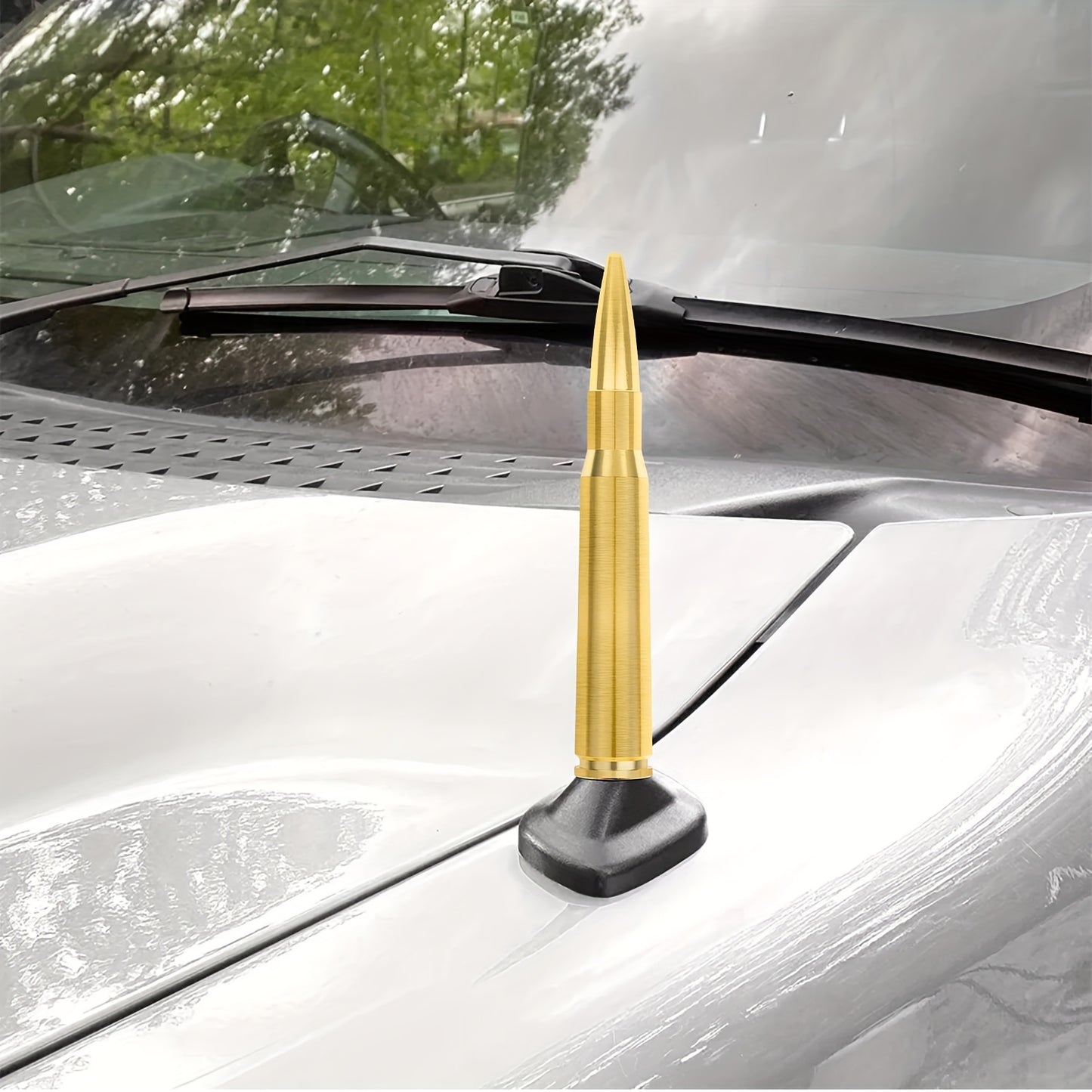 Short Car Antenna 5.3 Inch – Carbon Steel Universal Fit AM FM Signal Booster Stub Antenna Replacement for Cars Trucks SUVs, Black Nickel Gold