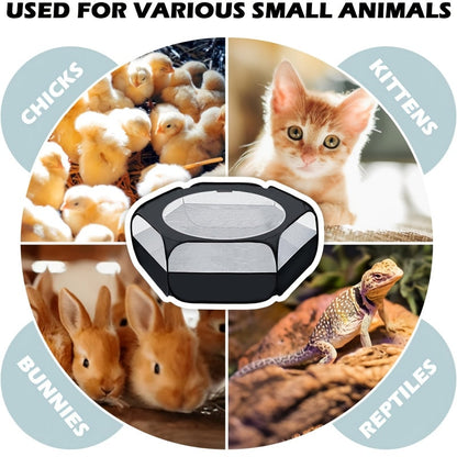 Small Animal Playpen Foldable Pop-Up 47" Portable Pet Pen with Mesh Cover for Guinea Pigs Rabbits Ferrets Chinchillas Kittens Hamsters Bunnies, Indoor Outdoor Travel Playpen, 47.24x23.62x14.96in, Black
