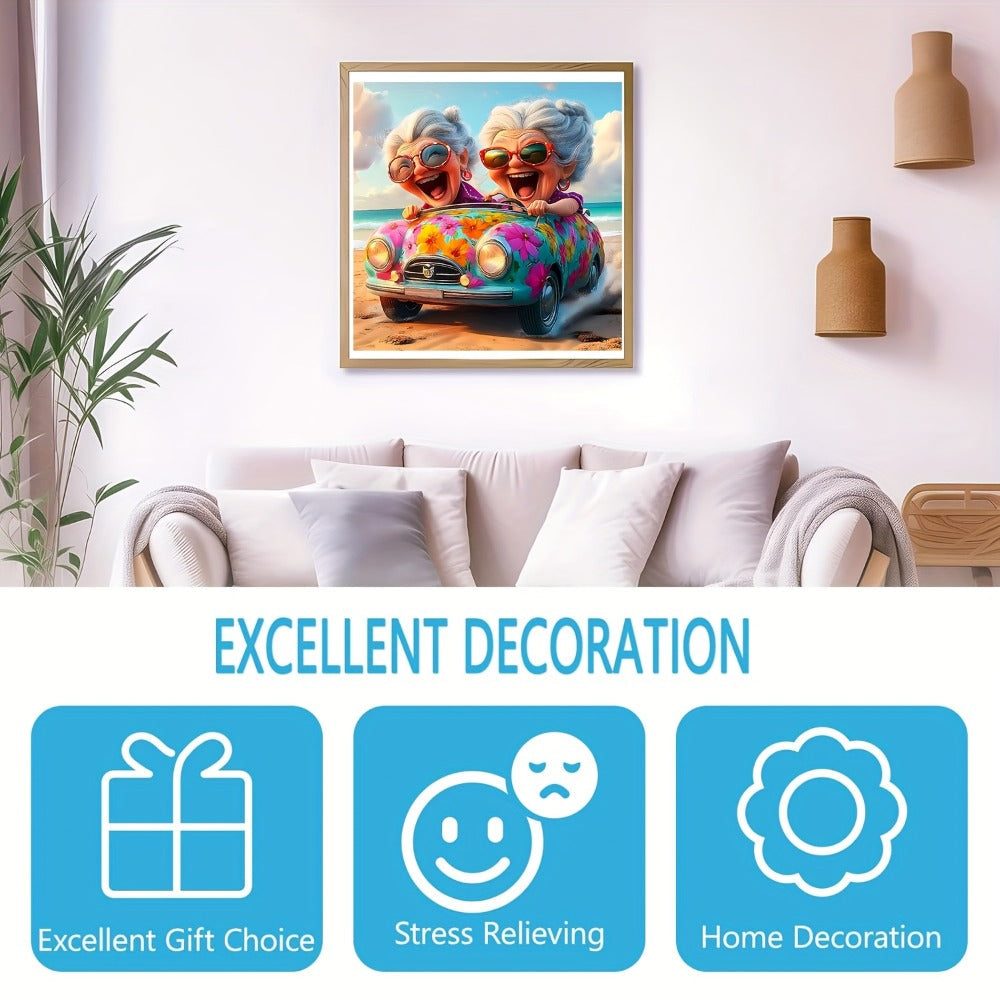 Irregular Shaped Wooden Jigsaw Puzzle Happy Old Lady – Unique Animal Shape Wood Puzzle for Adults, Whimsical Modern Art Home Decor, Special Birthday Christmas Holiday Gift for Women Friends Family (S & L Sizes)