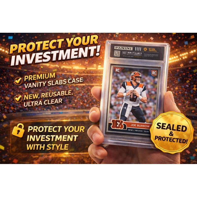 Football Card Vanity Slab Display Case | Random Rookie Star Autograph or Insert Card | Premium Protective Slab Included | Collectible Gift for Football Fans & Collectors