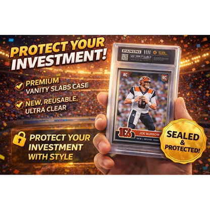 Football Card Vanity Slab Display Case | Random Rookie Star Autograph or Insert Card | Premium Protective Slab Included | Collectible Gift for Football Fans & Collectors