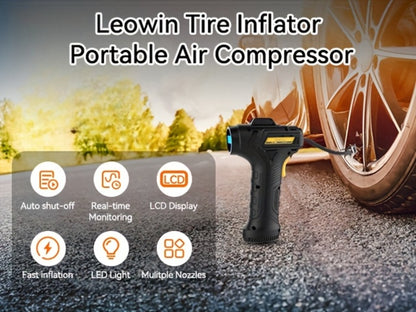 Portable Tire Inflator Air Compressor 150 PSI Cordless with Auto-Shutoff Digital Pressure Gauge LED Light Wireless USB Charging for Car Motorcycle Bike Ball