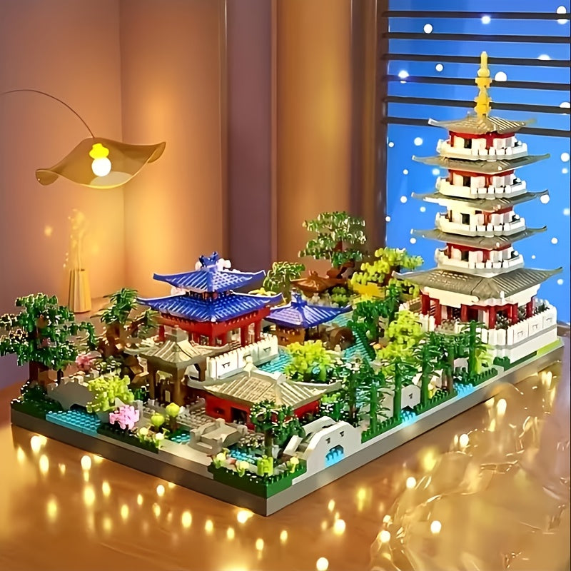 Hangzhou West Lake Building Blocks Set 3282 Pcs – Miniature Chinese Architecture Model Pagoda Cherry Blossom Collectible Landscape Display for Adults Teens Cultural Birthday Christmas Gift