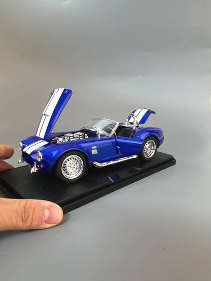 Shelby Cobra 1:22 Scale Zinc Alloy Diecast Model Car – Collector-Grade Exhibition-Quality Replica with Openable Doors, Static Display for Home Office Desk, Birthday Gift (Black / Blue / Red)