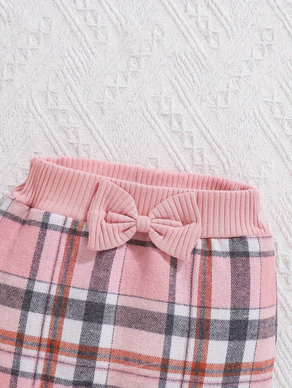 Baby Girls Outfit Set - 2-Piece Plaid