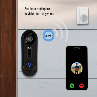 Smart Doorbell Camera 1080P HD Wireless Battery Powered – Night Vision, Motion Detection, Two-Way Audio, Indoor Chime, Cloud Storage & Real-Time Alerts, 2.4GHz WiFi Easy Install No Wiring Needed