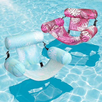Inflatable Pool Float Chair for Adults – Leaf Design Floating Lounger with Mesh Sling Seat & Soft Fabric Cover, 1 or 2 Pack, Pool Beach Lake Summer Water Toy