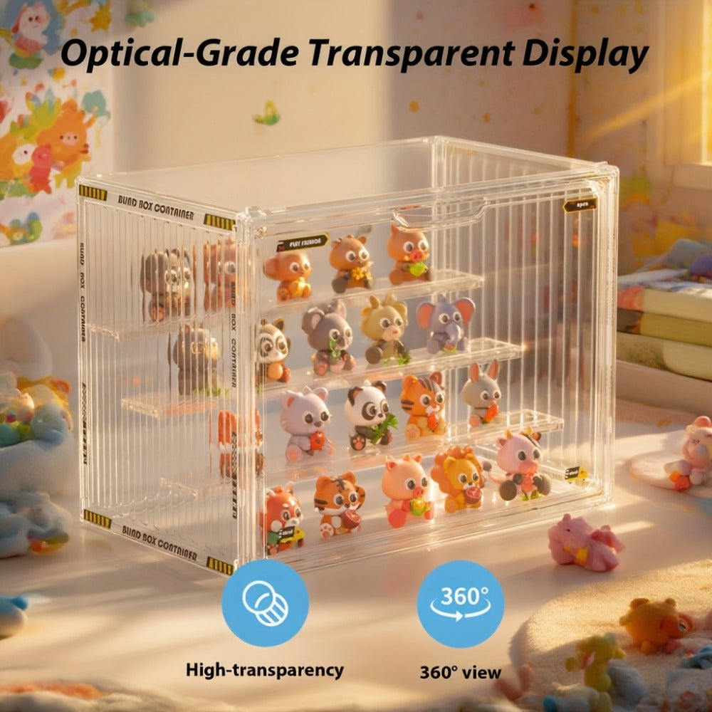 4-Tier Acrylic Figure Display Case with Magnetic Design – Clear Collector Showcase Box for Action Figures Dolls Funko Pop Anime Desktop Organizer