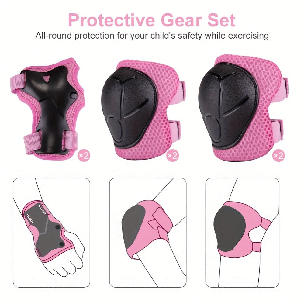 Kids Bike Helmet & Protective Gear Set 7-Piece for Ages 2-8 Boys Girls Adjustable Helmet Knee Elbow Wrist Pads for Cycling Skating Scooter Birthday Gift