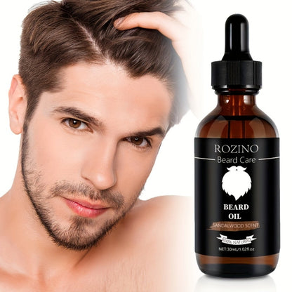 Beard Oil for Men – Sandalwood Scent with Plant Essence, Deep Moisturizing & Nourishing Beard Care Oil for Soft Smooth Glossy Beard, Daily Grooming Essential for Men, 30ml